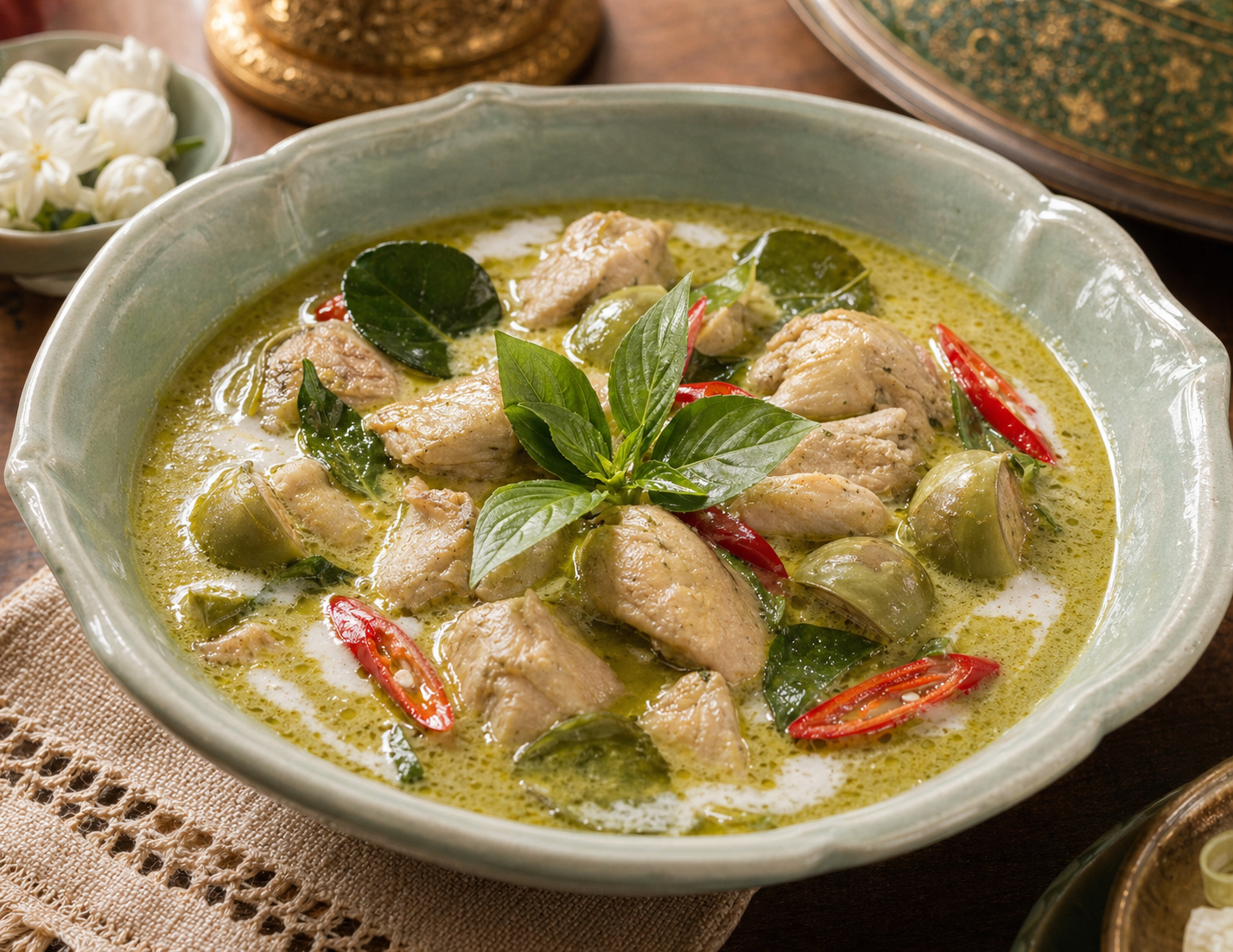 Green curry with chicken from the cookbook collection